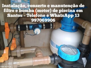 Manutenção, instalação d filtro e bomba de piscina em Santos Santos SP - Pintor de parede e reformas 